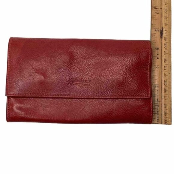 Gigliod'Oro Italian Leather Tri-Fold Wallet Burgundy Oxblood Fold Over Organizer - Picture 9 of 9